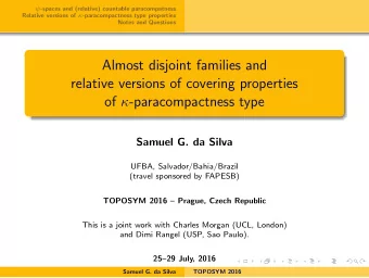 Almost disjoint families and  relative versions of covering properties of  -paracompactness type