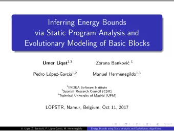 Inferring Energy Bounds  via Static Program Analysis and  Evolutionary Modeling of Basic Blocks