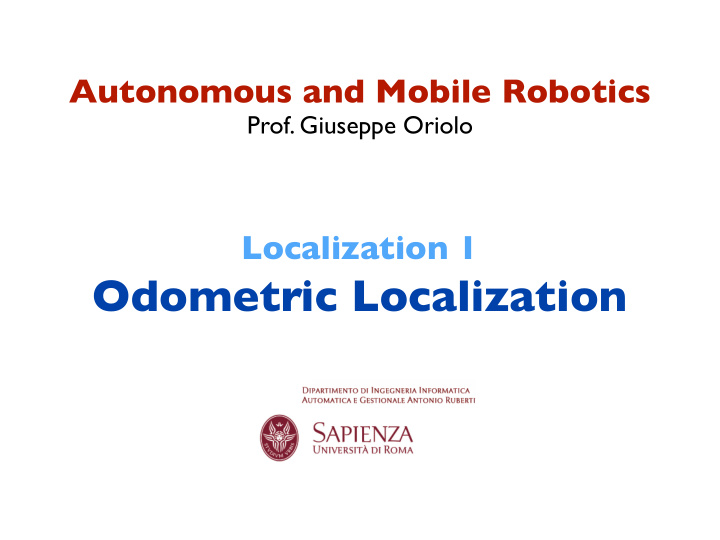 localization 1 odometric localization