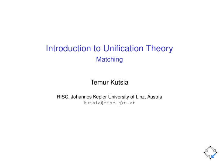 introduction to unification theory