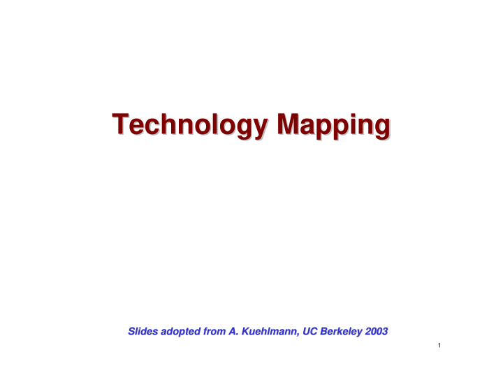 technology mapping technology mapping