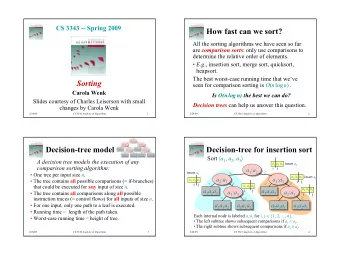 How fast can we sort?  All the sorting algorithms we have seen so far are comparison sorts : only