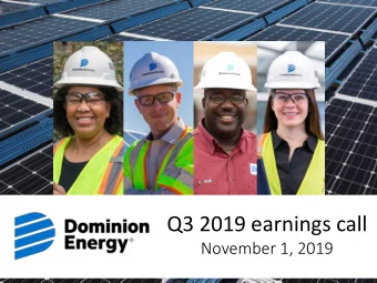 Q3 2019 earnings call  November 1, 2019  Important note to investors  This presentation contains