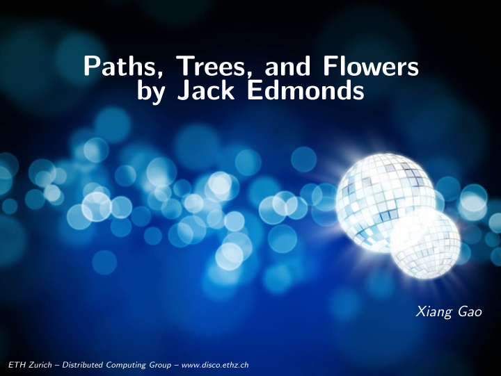 paths trees and flowers by jack edmonds