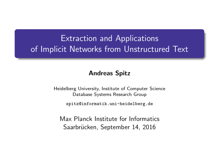extraction and applications of implicit networks from