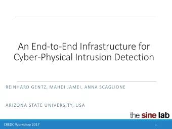 An End-to-End Infrastructure for  Cyber-Physical Intrusion Detection  REINHARD GENTZ, MAHDI JAMEI,