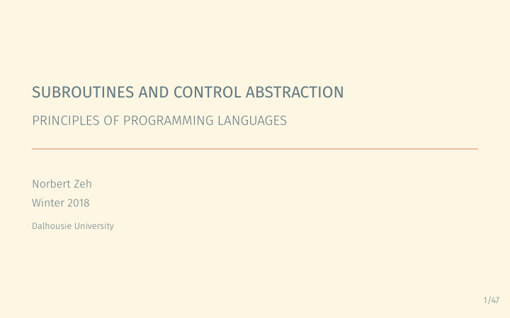 subroutines and control abstraction