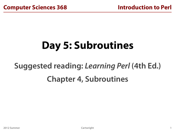 day 5 subroutines