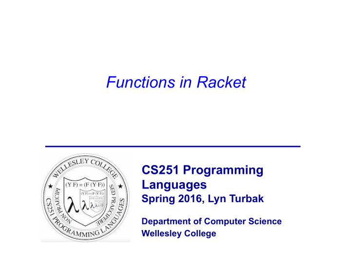 functions in racket