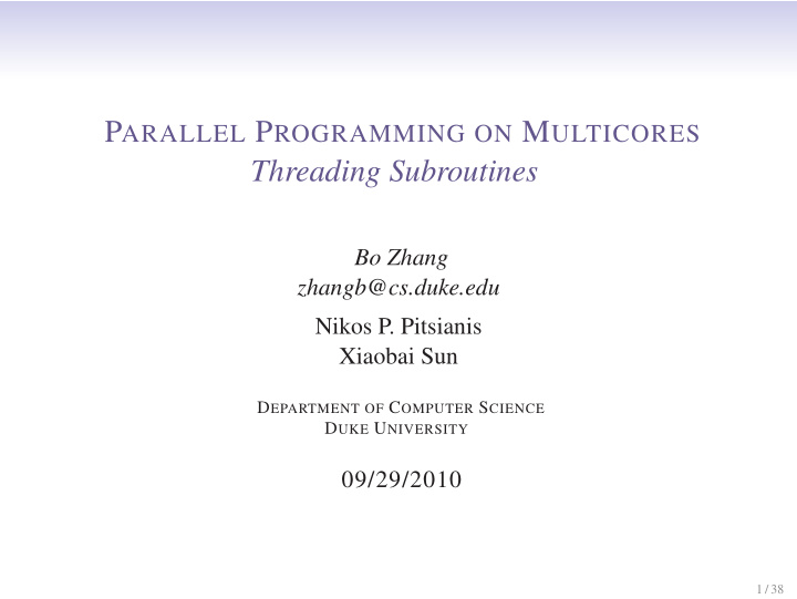 threading subroutines