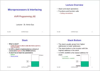 Microprocessors &amp; Interfacing   Functions and function calls   Calling conventions  AVR