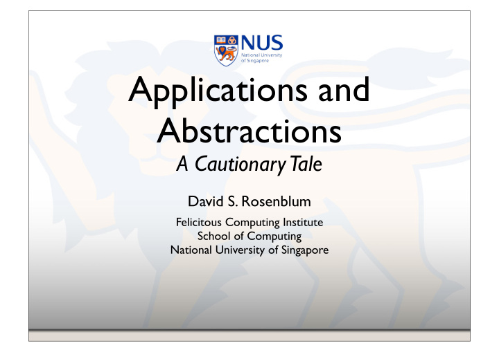 applications and abstractions