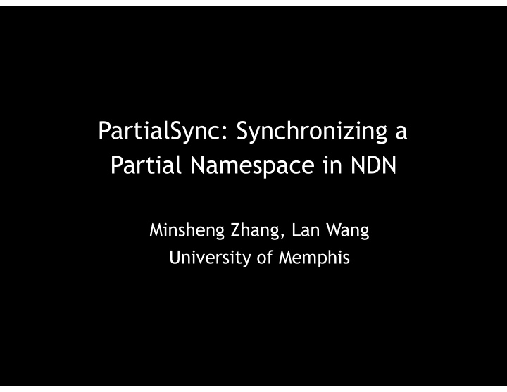 partial namespace in ndn