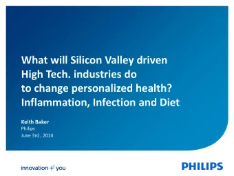 High Tech. industries do  to change personalized health? Inflammation, Infection and Diet  Keith
