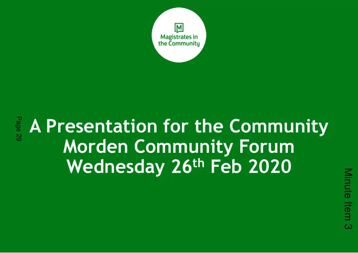 a presentation for the community