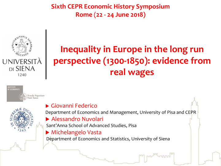 inequality in europe in the long run perspective 1300