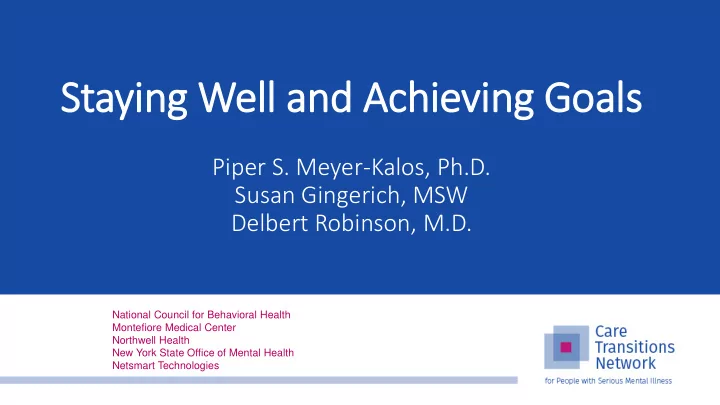 staying well and achieving goals