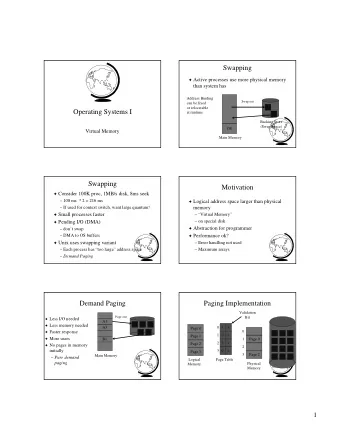 Swapping ! Active processes use more physical memory  than system has  Address Binding  Swap out