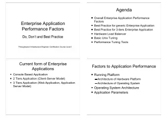 Agenda  Overall Enterprise Application Performance  Factors  Enterprise Application  Best Practice