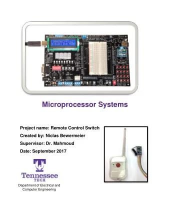 Microprocessor Systems  Project name: Remote Control Switch  Created by: Niclas Bewermeier