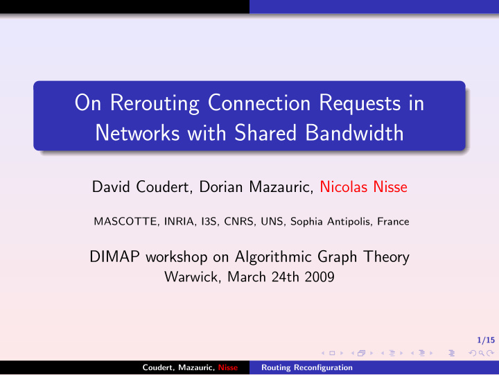 on rerouting connection requests in networks with shared