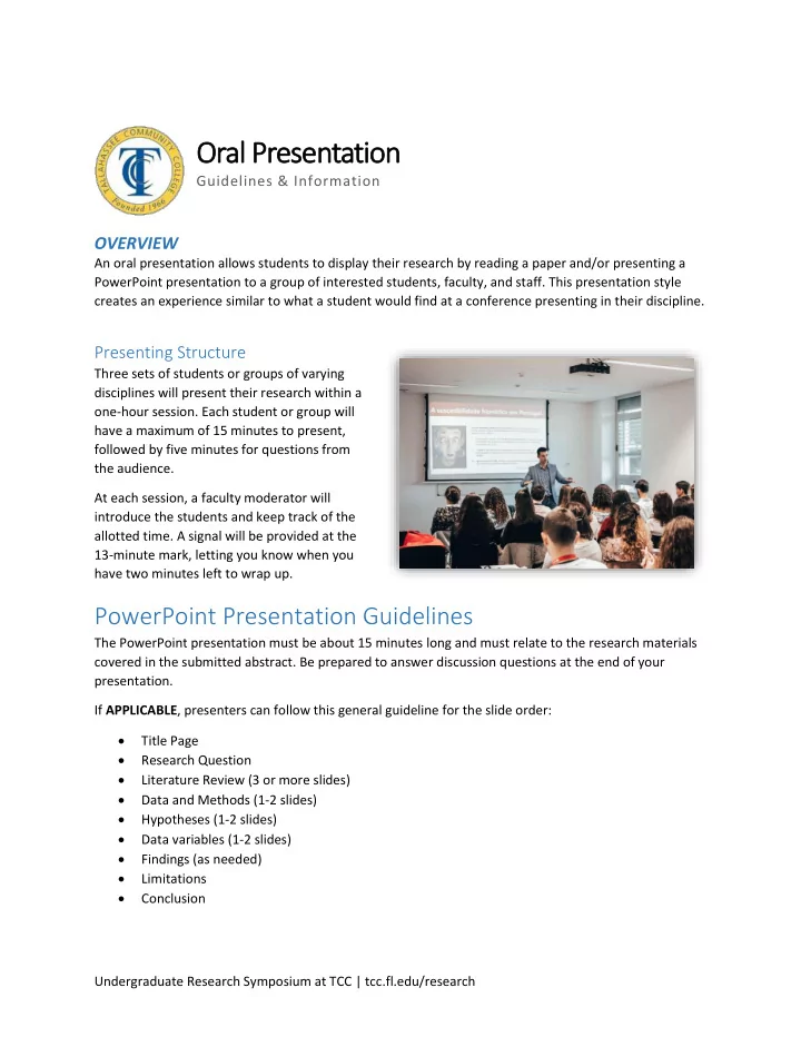 oral presentation