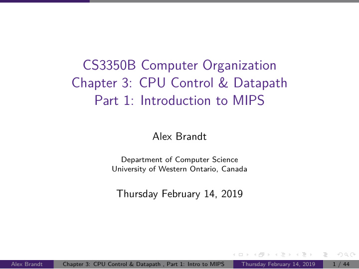 cs3350b computer organization chapter 3 cpu control