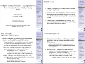 Real-life needs  Individualized  Individualized  Feedback in ITS  Feedback in ITS  Detmar Meurers