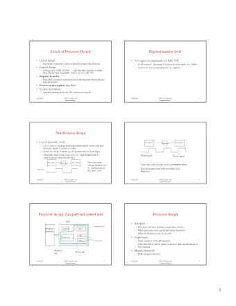 1  Data path basic building blocks.  Register file  Storage elements   Basic building block (at