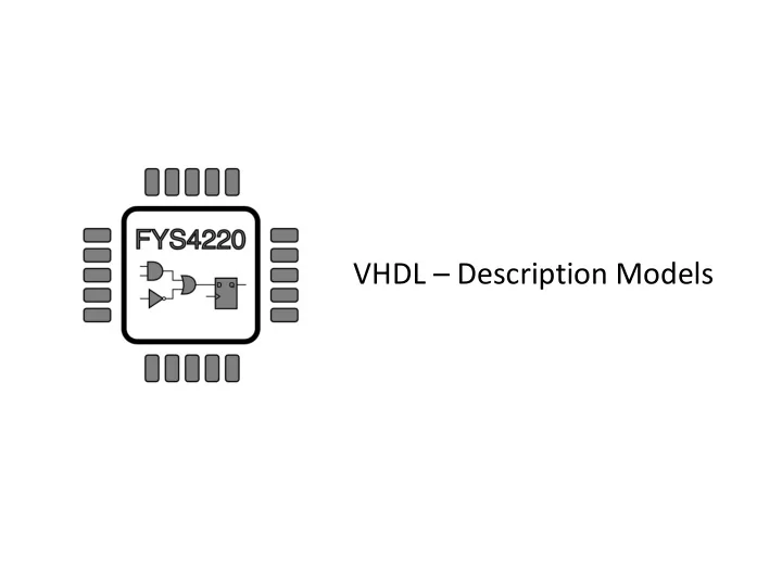 vhdl description models vhdl