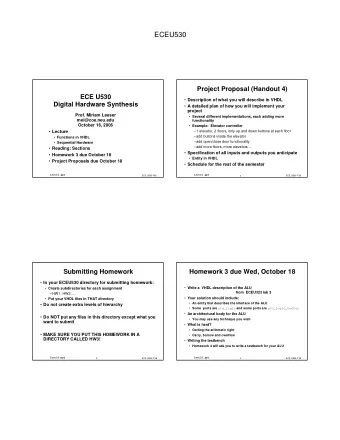 ECEU530  Project Proposal (Handout 4)  ECE U530  Description of what you will describe in VHDL