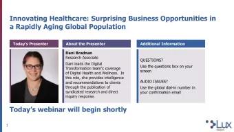 Innovating Healthcare: Surprising Business Opportunities in  a Rapidly Aging Global Population