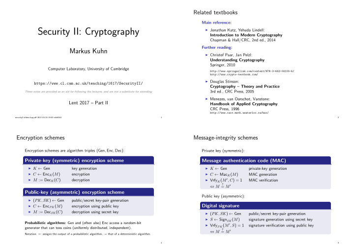 security ii cryptography