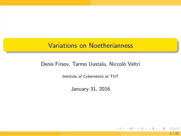 variations on noetherianness