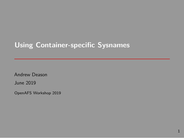 using container specific sysnames