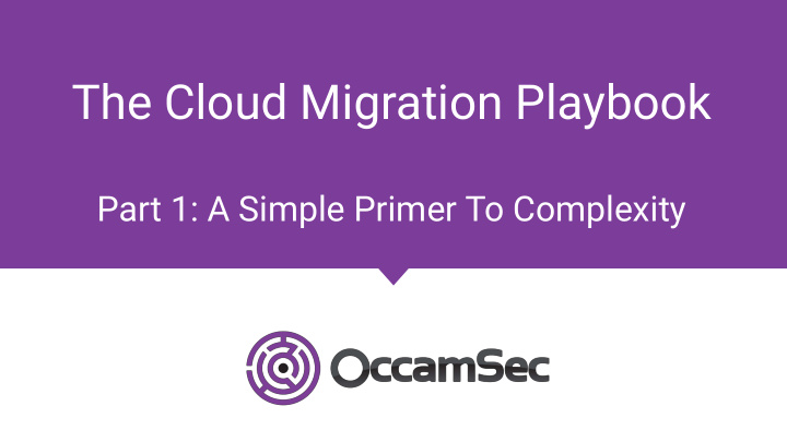 the cloud migration playbook