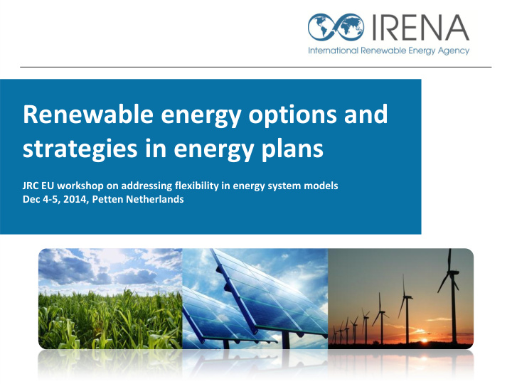 renewable energy options and strategies in energy plans