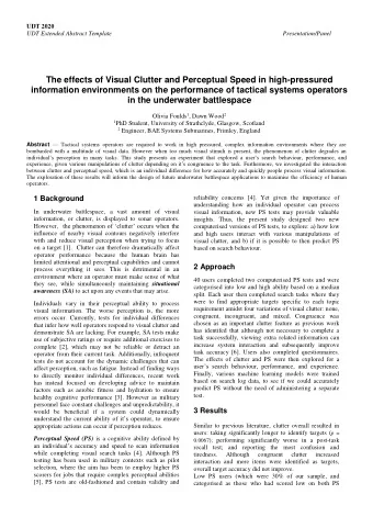 The effects of Visual Clutter and Perceptual Speed in high-pressured  information environments on