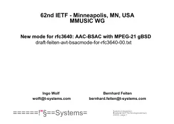======!&quot;==Systems=  Systems Integration  Business Unit Technologiezentrum  3/6/05, page 1
