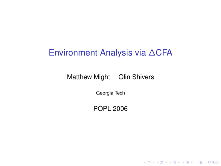 environment analysis via cfa