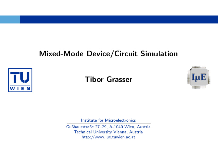 mixed mode device circuit simulation tibor grasser
