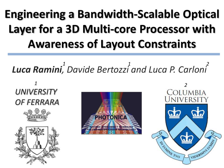 layer for a 3d multi core processor with