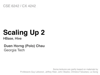 What if you need real-time  read/write for large datasets?  2  Lecture based on these two books.