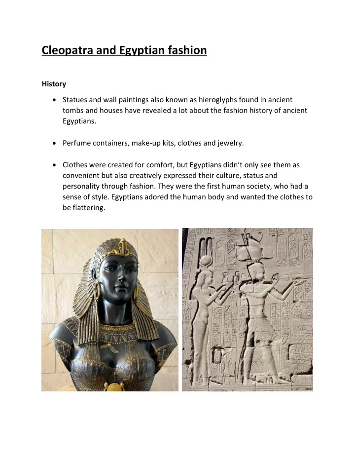 cleopatra and egyptian fashion
