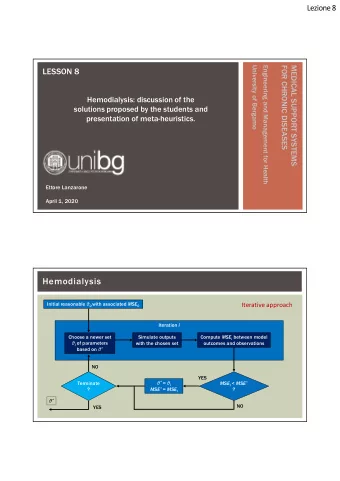Hemodialysis Initial reasonable  0 with associated MSE 0  Iterative approach Iteration i