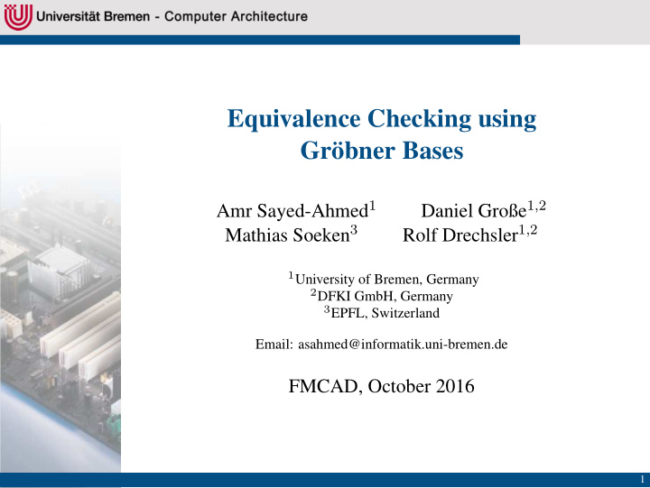 equivalence checking using gr bner bases