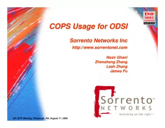 COPS Usage for ODSI  COPS Usage for ODSI  Sorrento Networks Inc  Sorrento Networks Inc