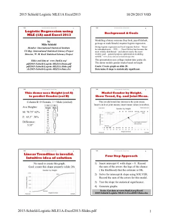 2015 Schield Logistic MLE1A Excel2013  10/29/2015 V0D  V0D  V0D  2015 Schield Logistic MLE 1A