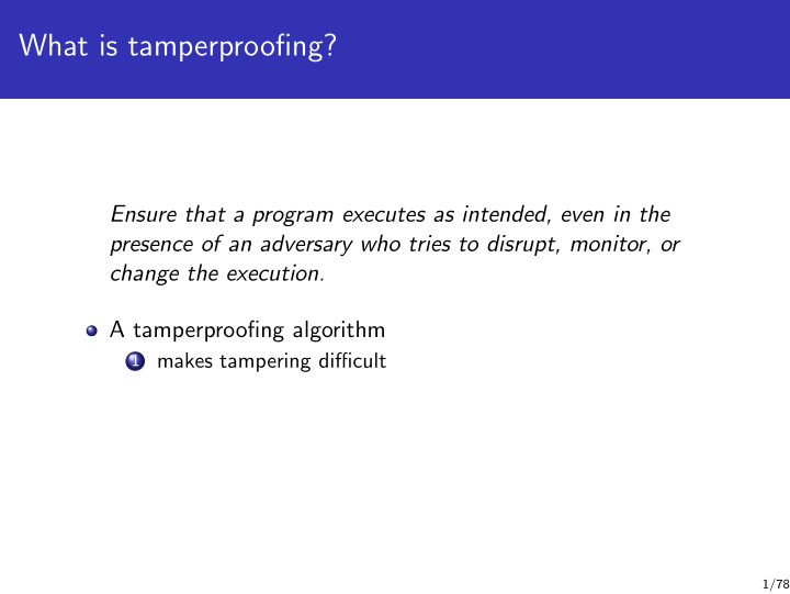 what is tamperproofing