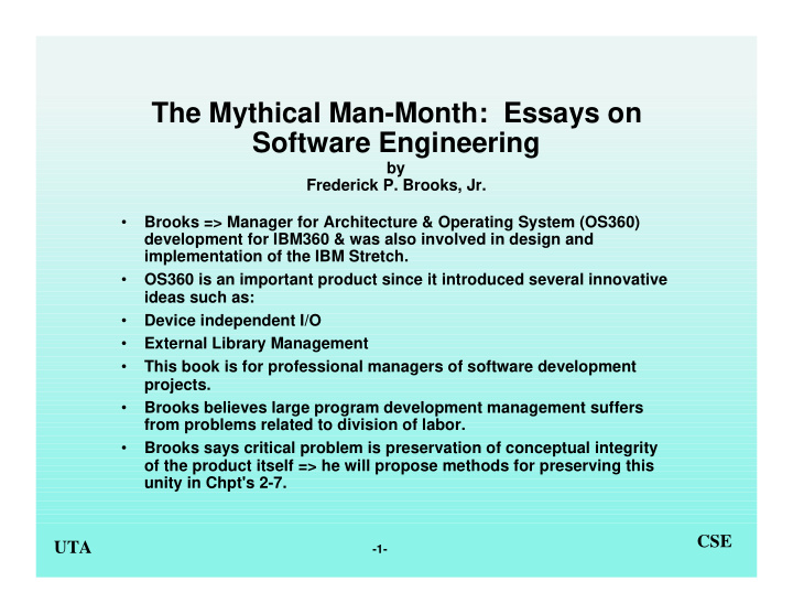 the mythical man month essays on software engineering